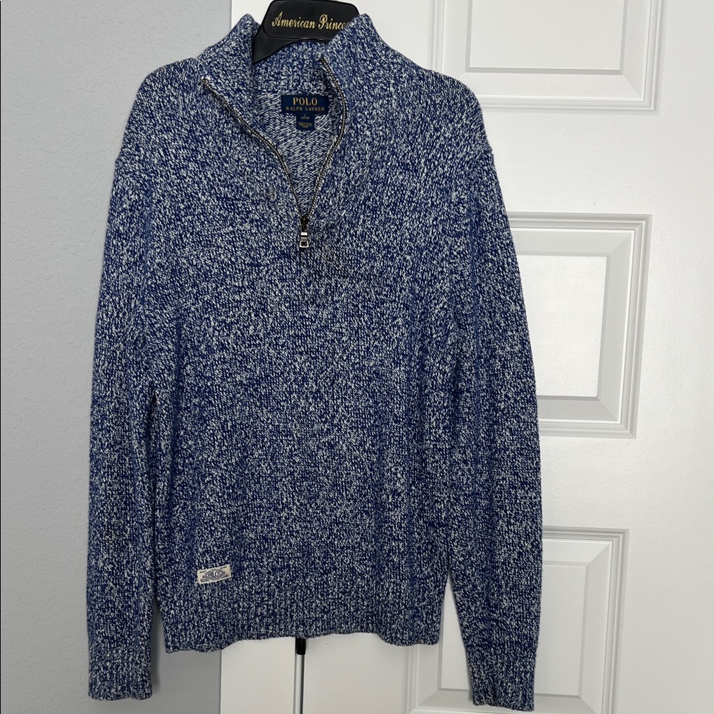 Polo by Ralph Lauren Marled Blue Zip-Up Sweater